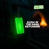 Glow in the Dark Emergency Keychain – rechargeable tag light for camping, hiking, survival, EDC gear, handmade USA