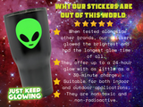 GLOW IN THE DARK ALIEN STICKER