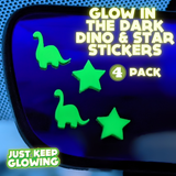 GLOW IN THE DARK DINO AND STAR STICKERS - 4 PACK