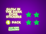 GLOW IN THE DARK DINO AND STAR STICKERS - 4 PACK
