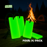 Four pack of Forever Glow Bars – handmade reusable glow in the dark sticks for camping, survival gear, and emergency lights