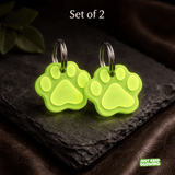 Set of 2 glow in the dark dog tags for collars, reusable pet safety tags for night walking and outdoor use