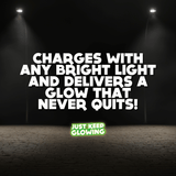 Glow in the dark Bigfoot shirt charges quickly with any bright light and never runs out of glow