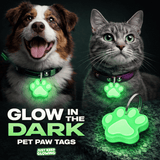 Glow in the dark pet tags for dogs and cats, rechargeable collar tags for night safety and visibility, no battery pet ID tag