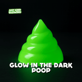 Glow in the dark poop toy – rechargeable novelty light handmade by Just Keep Glowing, soft green glow.