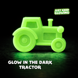 Glowing green glow-in-the-dark tractor night light, rechargeable non-toxic toy for kids, camping, and power outages