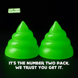Two-pack glow in the dark poop toys, funny number two gag gift and rechargeable novelty lights.