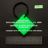 Glow Tile dimensions 3 5/8 × 3 5/8 × ¼ in with reflective paracord – reusable glow stick alternative
