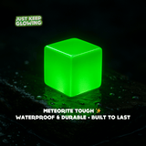 Waterproof durable glow in the dark cube on stone surface – resin stress relief sensory toy built to last