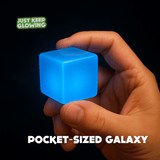 Pocket-sized glow cube held in hand – handmade resin sensory fidget toy for stress relief, calm, and focus