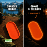 Red glow in the dark tray that charges in light and glows orange at night reusable organizer tray