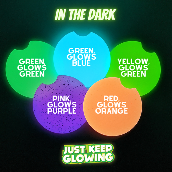 GLOW IN THE DARK CAR COASTERS, SET OF 2